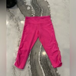 Lululemon Women’s Pink Ruched Gathered Side Capri
Workout Athletic Leggings